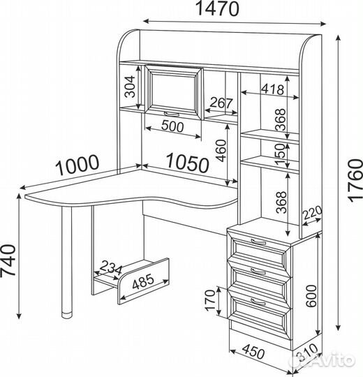 Компьютерный стол Ostin левый М 20
