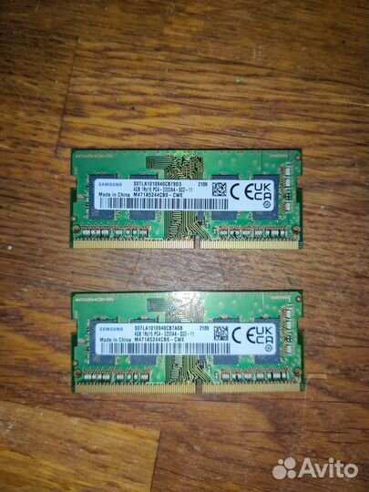 Озу для ноутбука DDR4 8гб (2*4) 3200 мгц