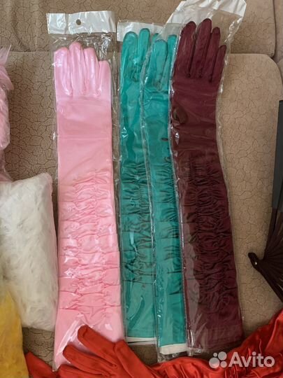 Каранавльные аксессуары перчатки, боа, индейцы