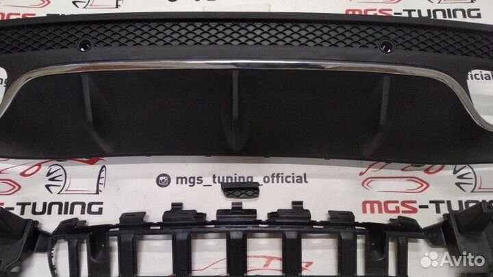 Mercedes C-Class w205 задний диффузор 63 AMG Хром