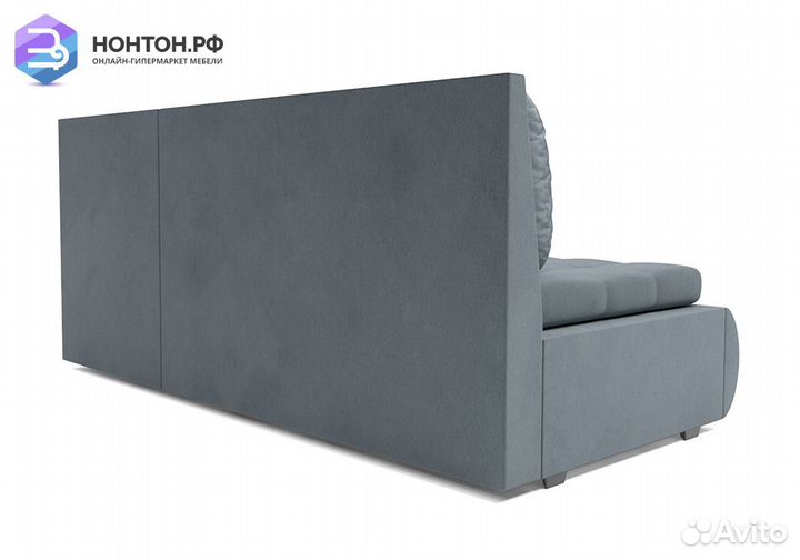 Угловой диван дельфин Кормак велюр серо-синий