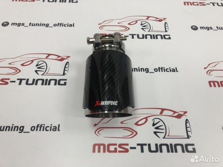 Насадка Akrapovic глянец карбон одинарная 89 мм