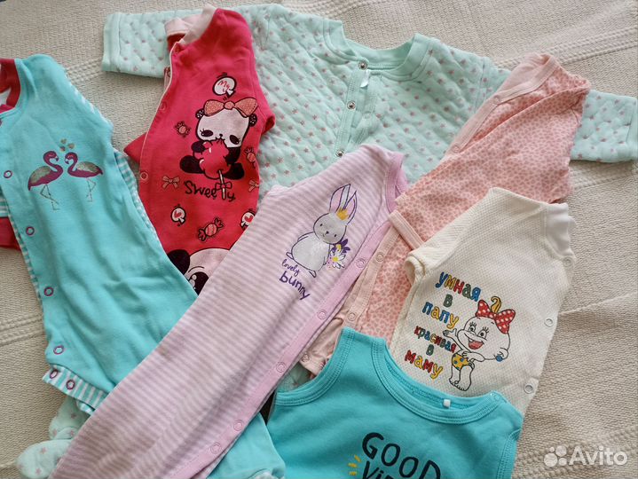 Пакет вещей комбинезоны боди 74-80 р для девочки