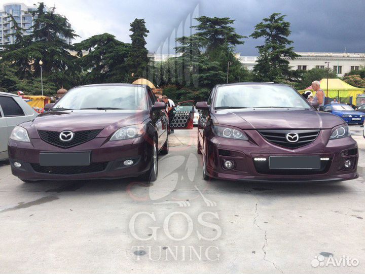 Обвес передний задний бампера на Мазда 3 BK Седан