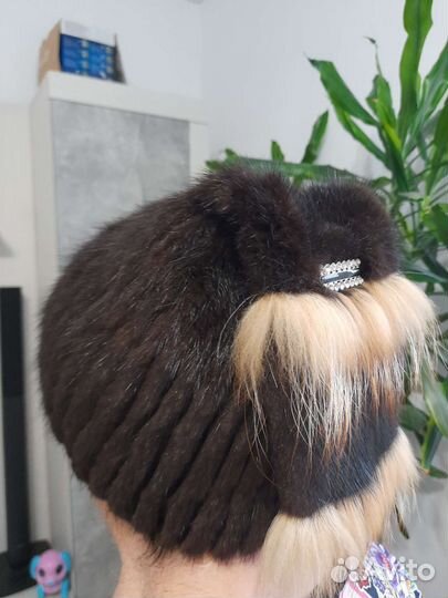 Шапка женская меховая вязаная