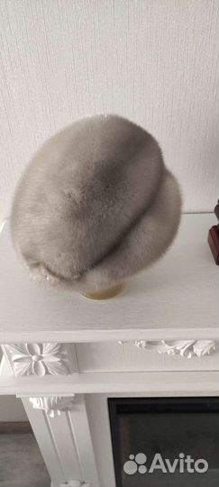 Шапка норковая голубая