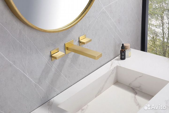 Смеситель для раковины abber Daheim AF82122G, матовое золото