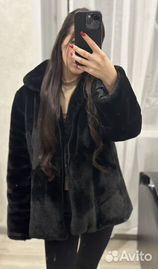 Эко шуба черная
