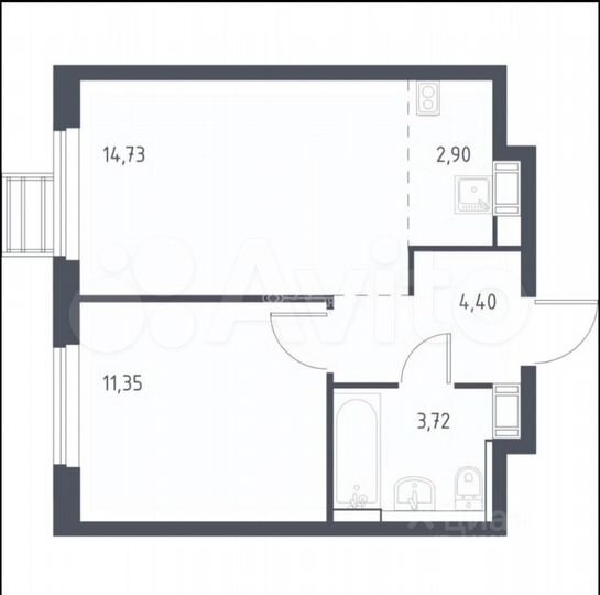 1-к. квартира, 37,7 м², 8/17 эт.