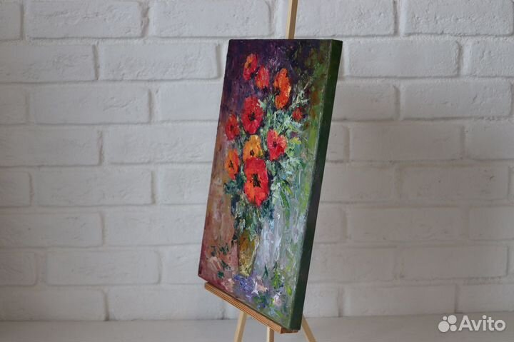 Картина маслом Цветы Маки
