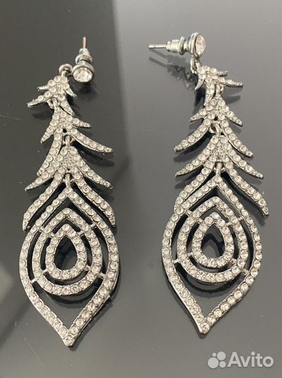 Бижутерия серьги «перо»