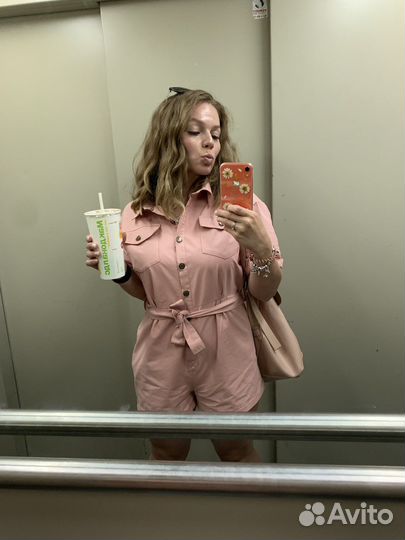 Женский розовый комбинезон 44 46