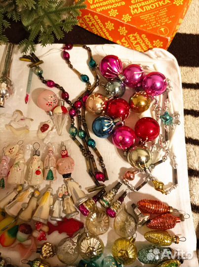 Елочные игрушки СССР на мини елку