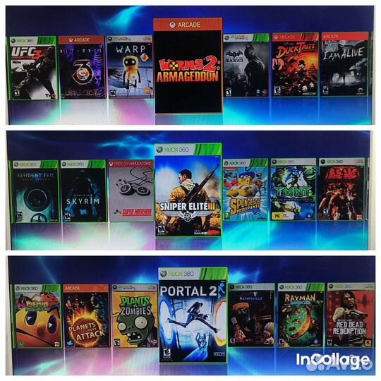 Xbox 360 slim + 60 игр