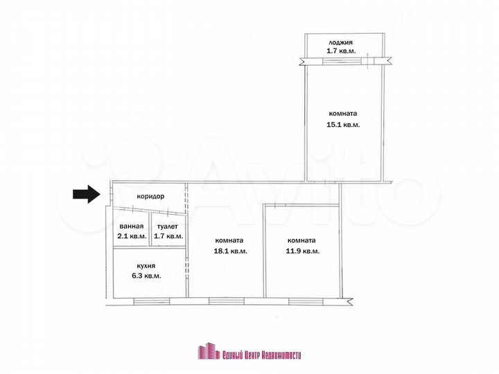 3-к. квартира, 60,5 м², 1/9 эт.