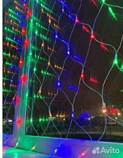 Светодиодная гирлянда эра-занавес,нить,мишура