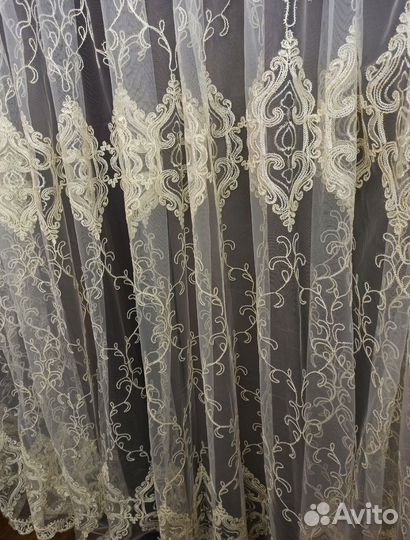 Тюль вышивка отрез ширина 6.45 м