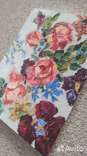 Розы цветы яркие натюрморт картина маслом