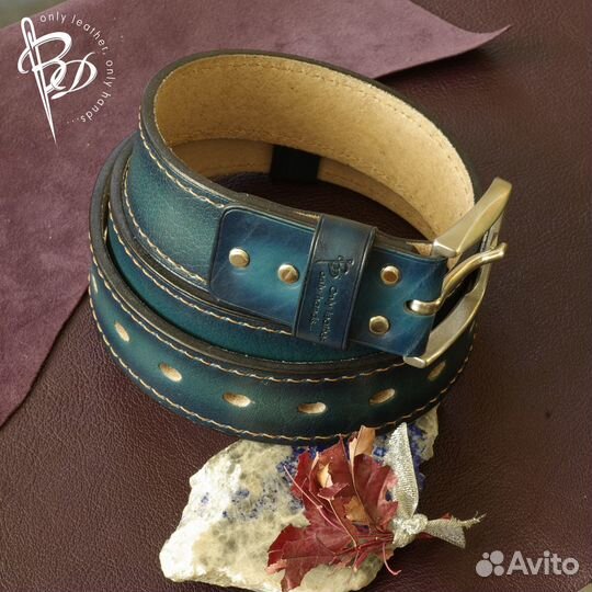 Ремень под джинсы. Кожа буйвола. Ручная работа