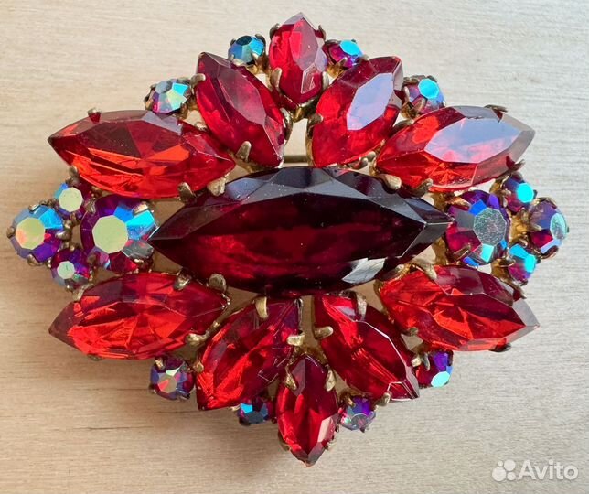 Брошь чешское стекло аврора бореалис СССР винтаж