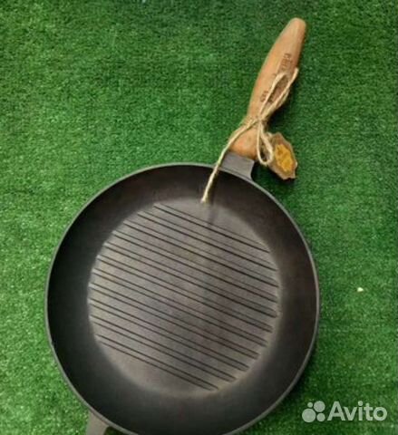 Чугунная сковорода гриль новая