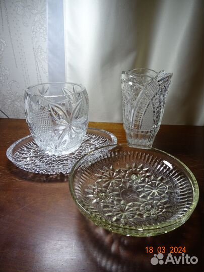 Вазы и подносы хрустальные СССР