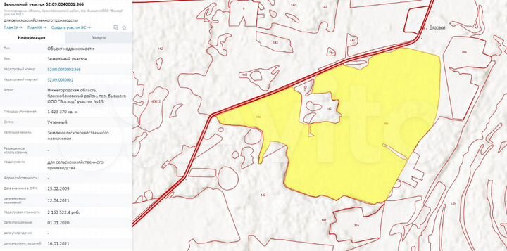 Участок 14,23 га (СНТ, ДНП)