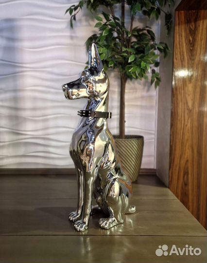 Статуя Доберман 75 см с гальваническим покрытием