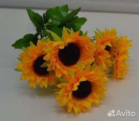 Цветок искусственный Подсолнух Х7 33см №1/05 QA052