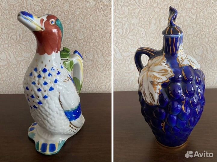 Фарфоровый графин кувшин Утка Виноград СССР штоф