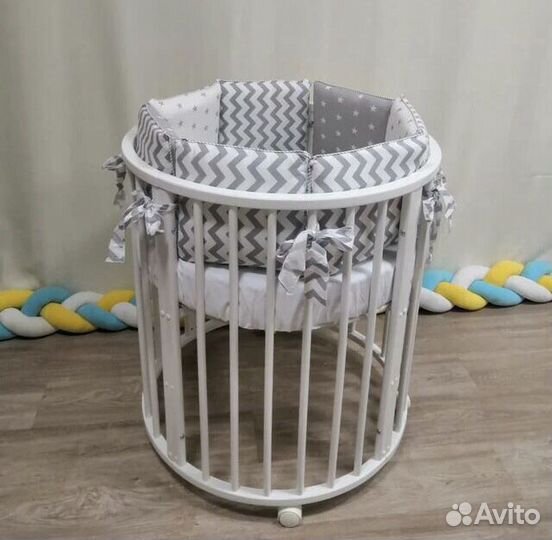 Кроватка трансформер 7 в1 Mika ART круглые ламели