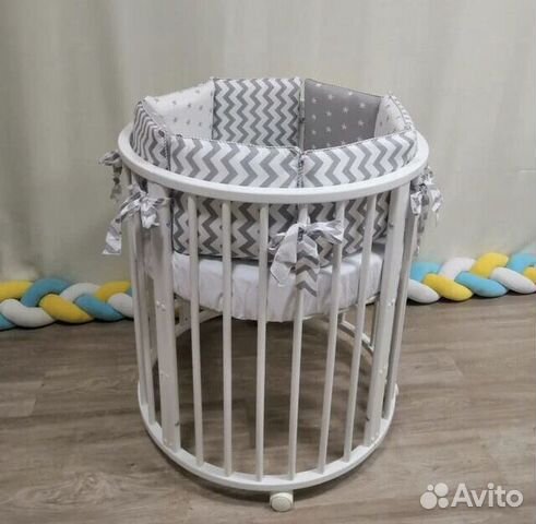 Кроватка трансформер 7 в1 Mika ART круглые ламели