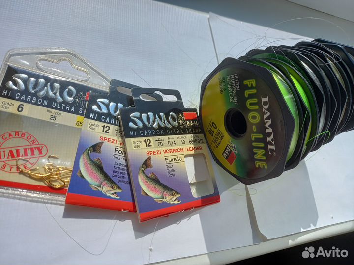 Леска крючки рыболовные (есть с позолотой)