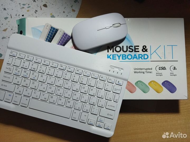 Беспроводная клавиатура и мышь белые, комплект