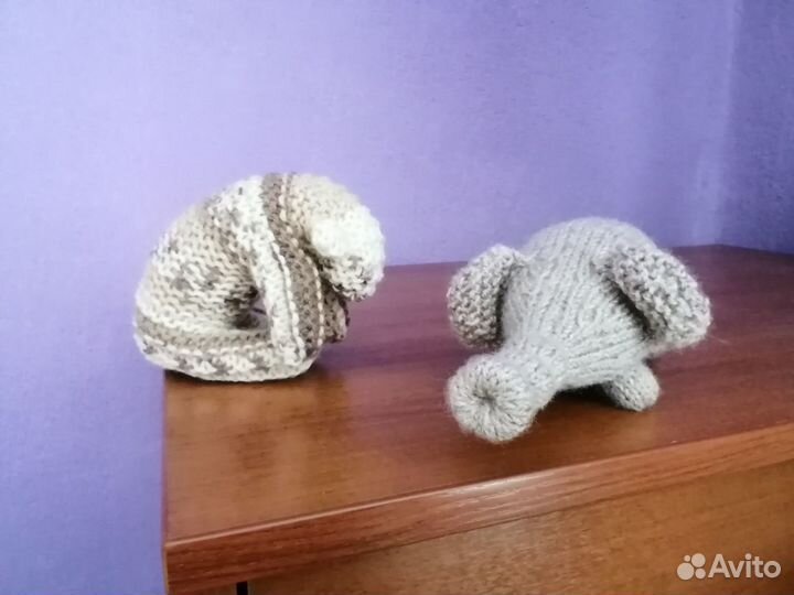Вязаный слоник и Сплюш спицами вязаные игрушки