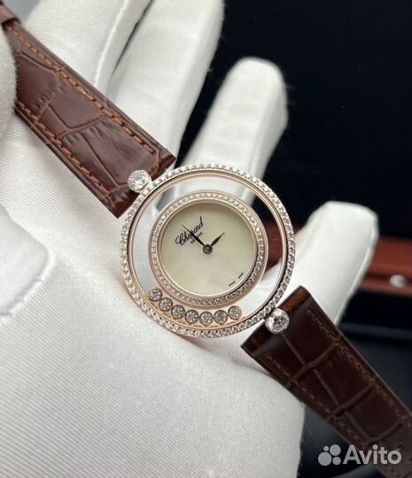 Часы коричневые Chopard happy diamonds icons