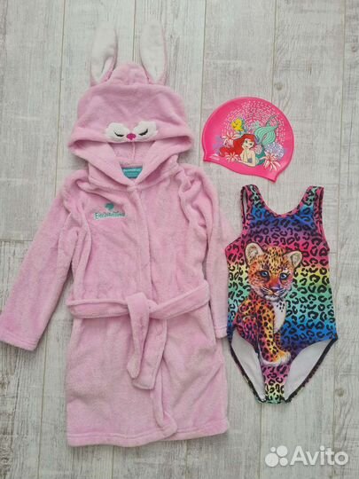 Халат купальник и шапочка для бассейна