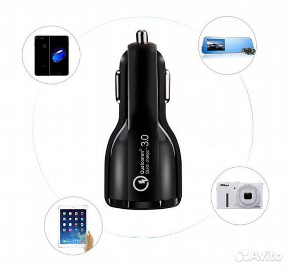 Автомобильное зарядка 2USB 3A и 2.4A