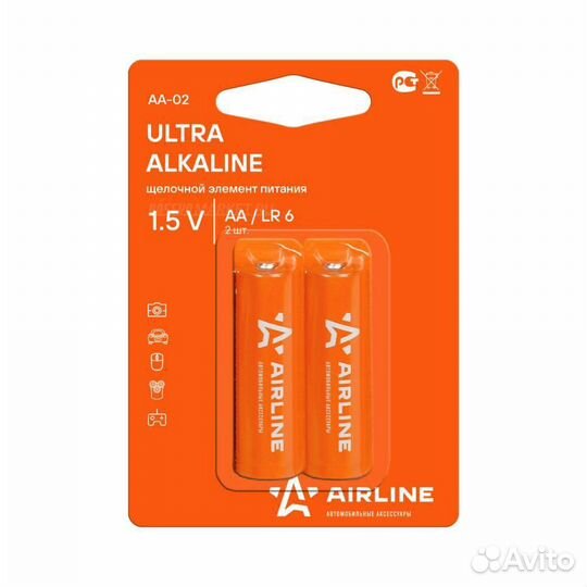 Airline AA-02 Батарейки LR6/AA щелочные 2 шт. блис