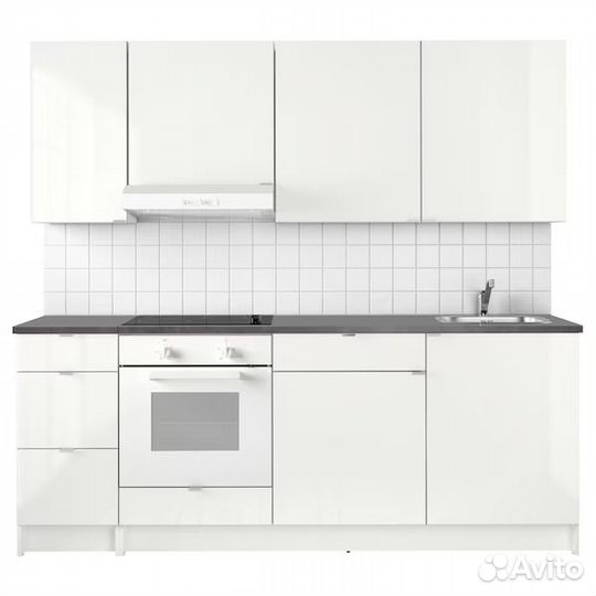 Knoxhult Икеа кухня 224x61x220 см белая