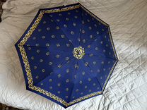 Зонт женск ий складной синий с узором полуавтомат