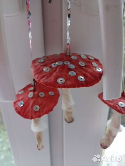 Поделки мухоморы, руч, работы и звезда на ёлку