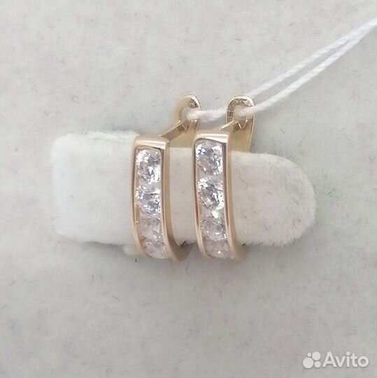 Серьги / 0,93г / Золото585 / фианиты круглые