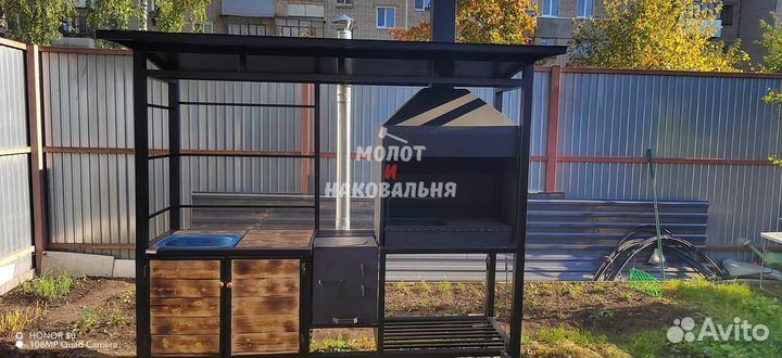 Мангал с печью под казан