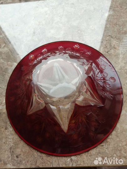 Вазочка, конфетница СССР цветное стекло