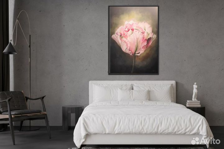 Картина маслом Розовый Тюльпан Уют и Элегантность