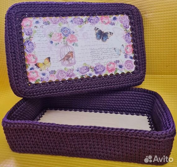 Корзинка из трикотажной пряжи