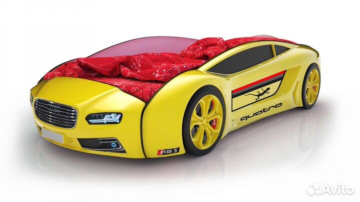 Кровать-машина Roadster Ауди Желтая