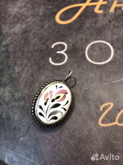 Комплект серьги кольцо серебро эмаль