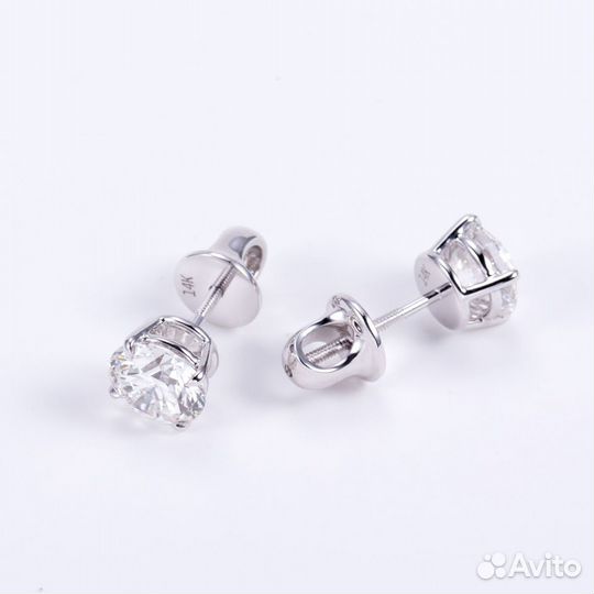 Золотые серьги-пусеты с бриллиантами CVD 1, 06 ct